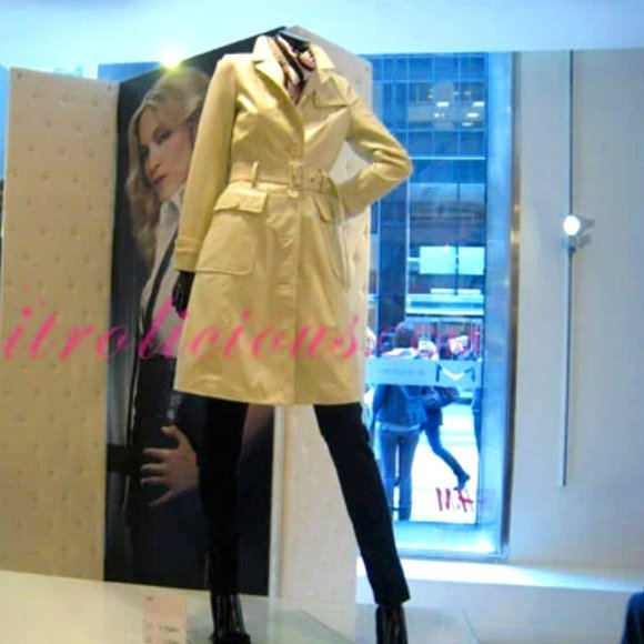 💋SHOWSTOPPER💋 ICONIC M by Madonna 100% Lambskin Leather Trench Coat in ivory - Picture 2 of 16